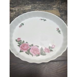 Christineholm Rose Pattern Ceramic Pie Dish 9.75"